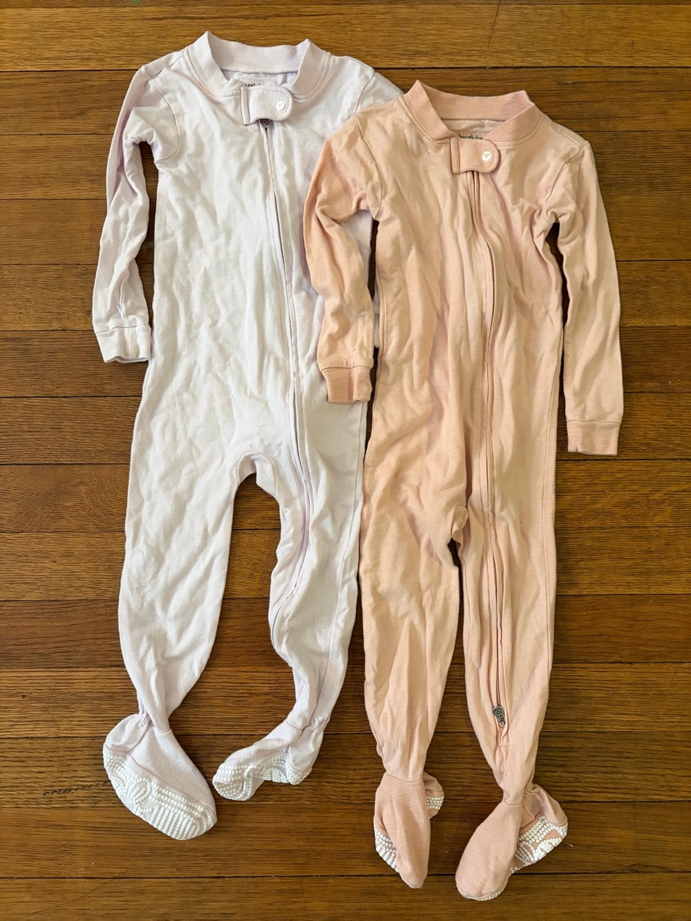 Burt's Bees Honeysoft Footed Long-Sleeve Onesie Pajamas, 18 Months (Set of 2)